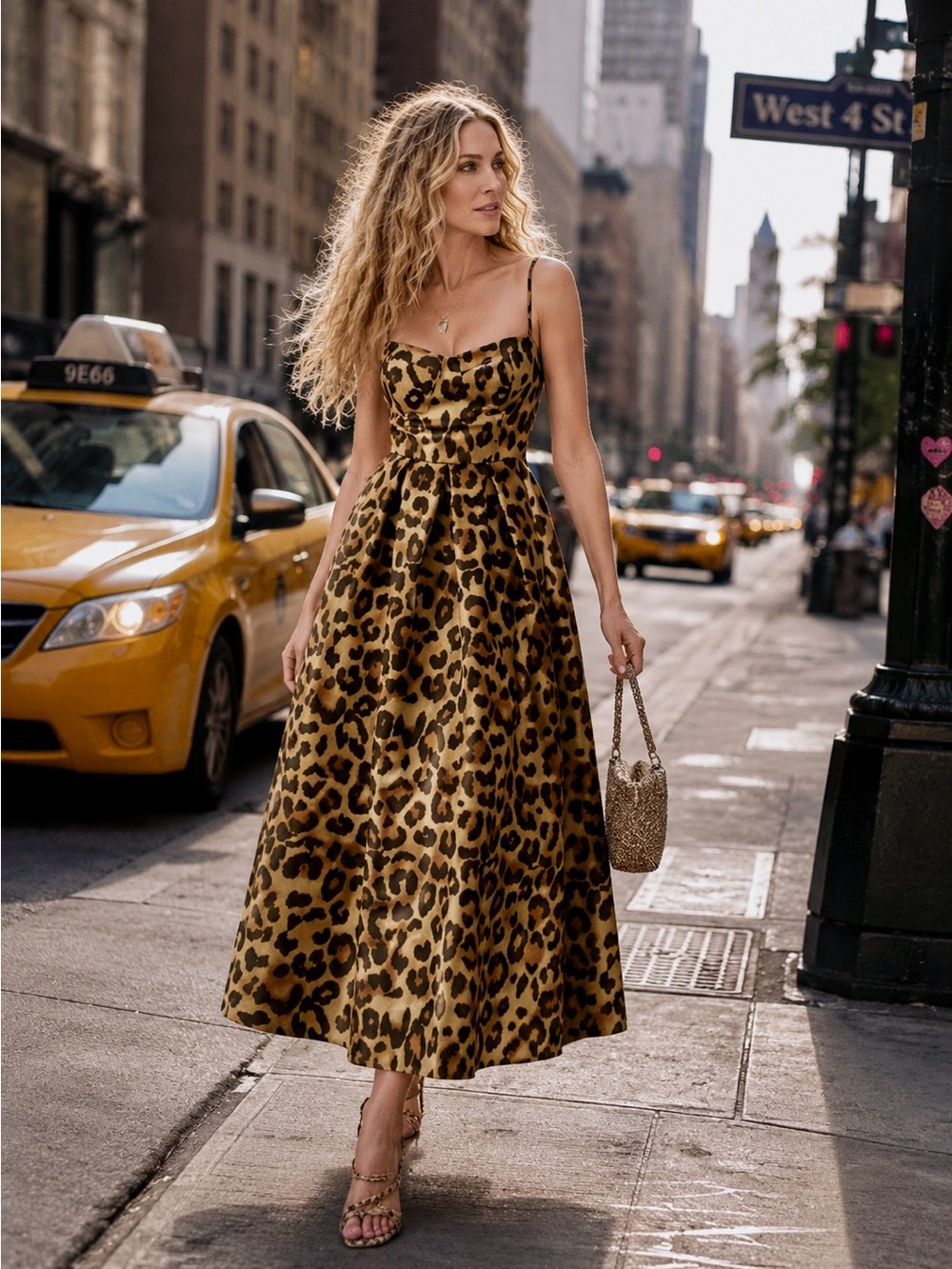 Zimmerman inspired Leopard Print Satin Midi Dress with Spaghetti Straps